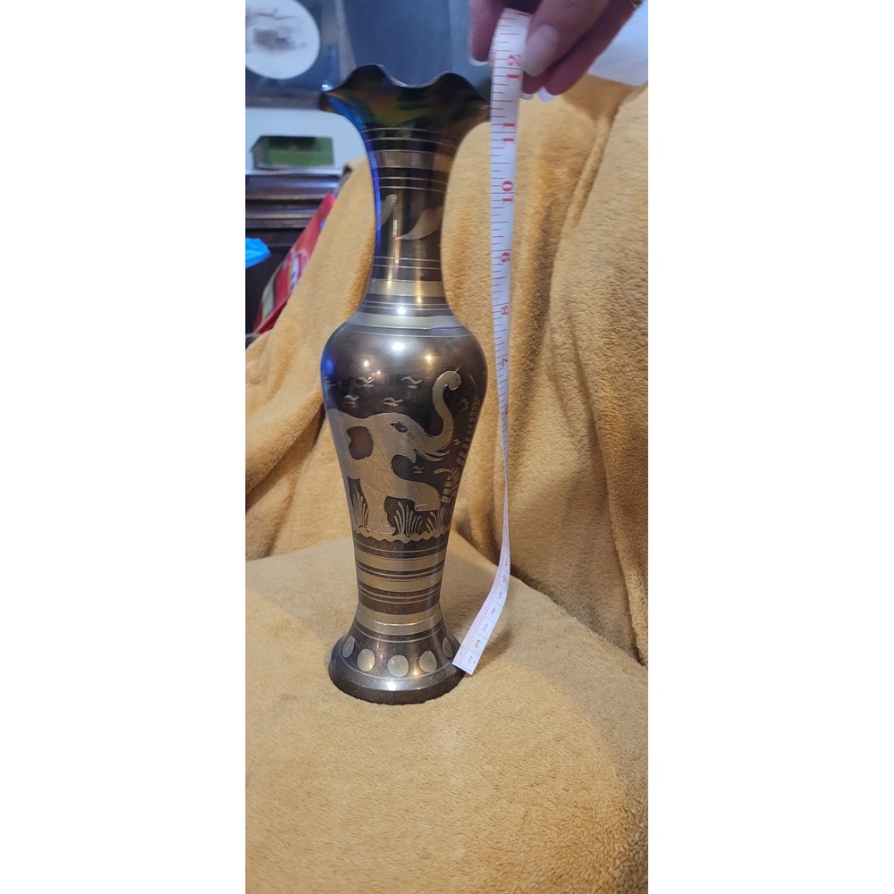Vintage Handcrafted Brass Elephant Vase